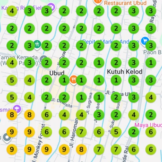 ARTE Ubud Google Maps rankings for "italian restaurant" after (4 months)